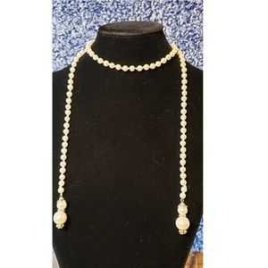 Hand Knotted Pearl 36" Lariat style Necklace